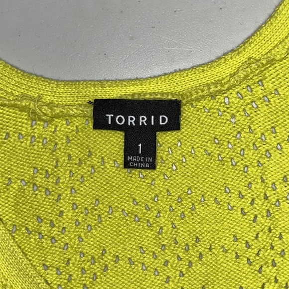 Torrid Size 1 Chartreuse Button Down Pointelle Sweater Cardigan - Picture 5 of 5